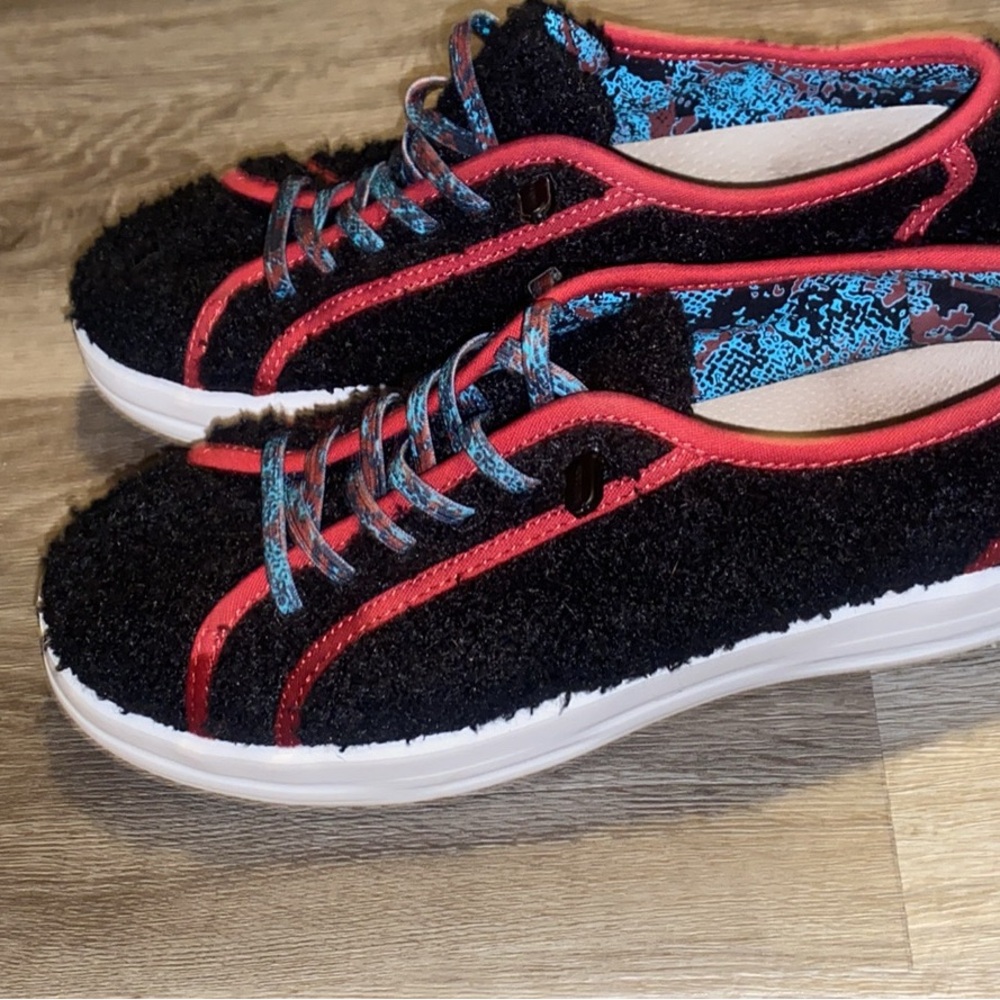 Hey Dude Black and Red Women's Sneakers